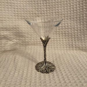 Grey Goose Vodka Martini Glass With Vine And Leaf Pattern On Stem & Base